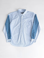 AD2015 CDG STRIPES WHITE PATCHWORK DENIM SLEEVE/ HOMME DEUX LS SHIRT