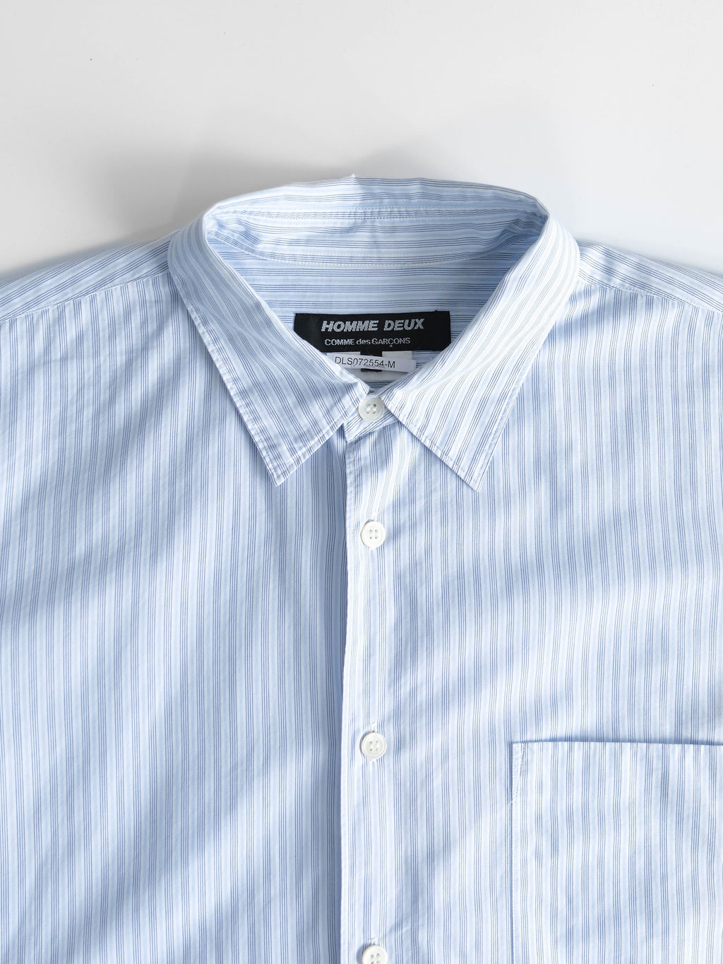 AD2015 CDG STRIPES WHITE PATCHWORK DENIM SLEEVE/ HOMME DEUX LS SHIRT