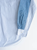 AD2015 CDG STRIPES WHITE PATCHWORK DENIM SLEEVE/ HOMME DEUX LS SHIRT