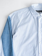 AD2015 CDG STRIPES WHITE PATCHWORK DENIM SLEEVE/ HOMME DEUX LS SHIRT