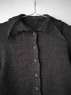 AW1998 ISSEY MIYAKE CRUSHED PLEATS BLACK MAILINE LS SHIRT