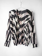 AW2003 ISSEY MIYAKE PLEATSPLEASE PLEATED WHITE GEOMETRIC LS SHIRT