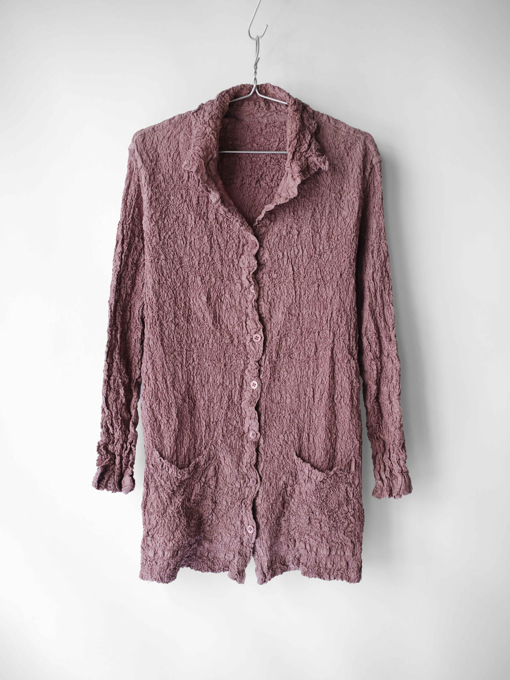 AW2010 ISSEY MIYAKE ME CRUSHED PLEATS BROWN LS SHIRT