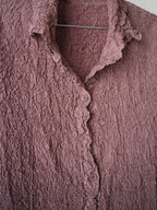 AW2010 ISSEY MIYAKE ME CRUSHED PLEATS BROWN LS SHIRT