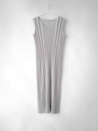 AW2017 ISSEY MIYAKE PLEATSPLEASE PLEATED GREY ABSTRACT PRINT DRESS