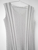 AW2017 ISSEY MIYAKE PLEATSPLEASE PLEATED GREY ABSTRACT PRINT DRESS