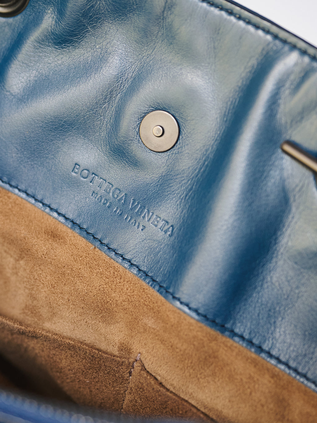 BOTTEGA VENETA NAVY INTRECCIATO LEATHER NODINI TOTE BAG