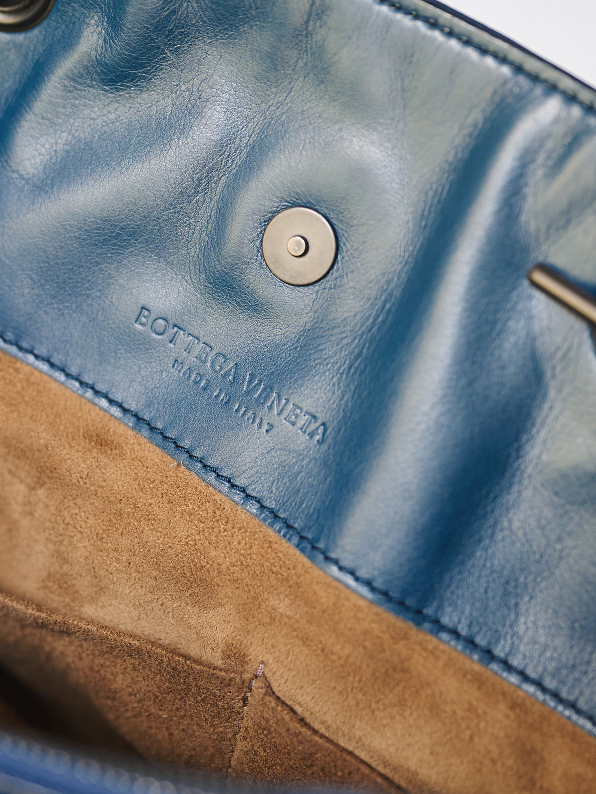 BOTTEGA VENETA NAVY INTRECCIATO LEATHER NODINI TOTE BAG