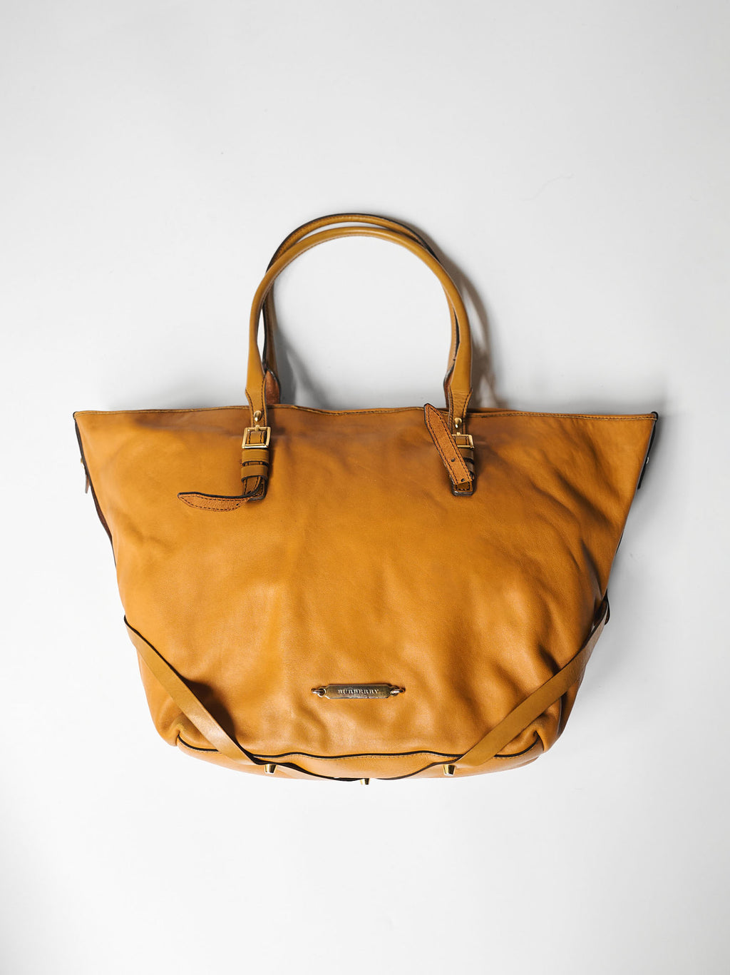 BURBERRY ORANGE LEATHER TOTE BAG