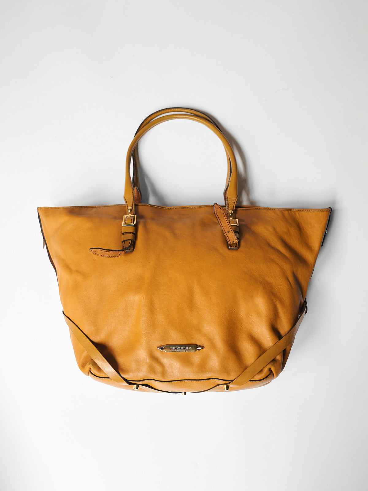 BURBERRY ORANGE LEATHER TOTE BAG