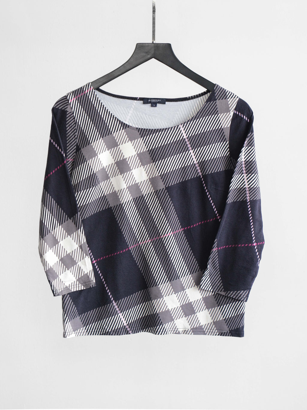 BURBERRY WHITE " LONDON " NOVA CHECK LS T-SHIRT