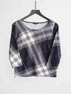 BURBERRY WHITE " LONDON " NOVA CHECK LS T-SHIRT