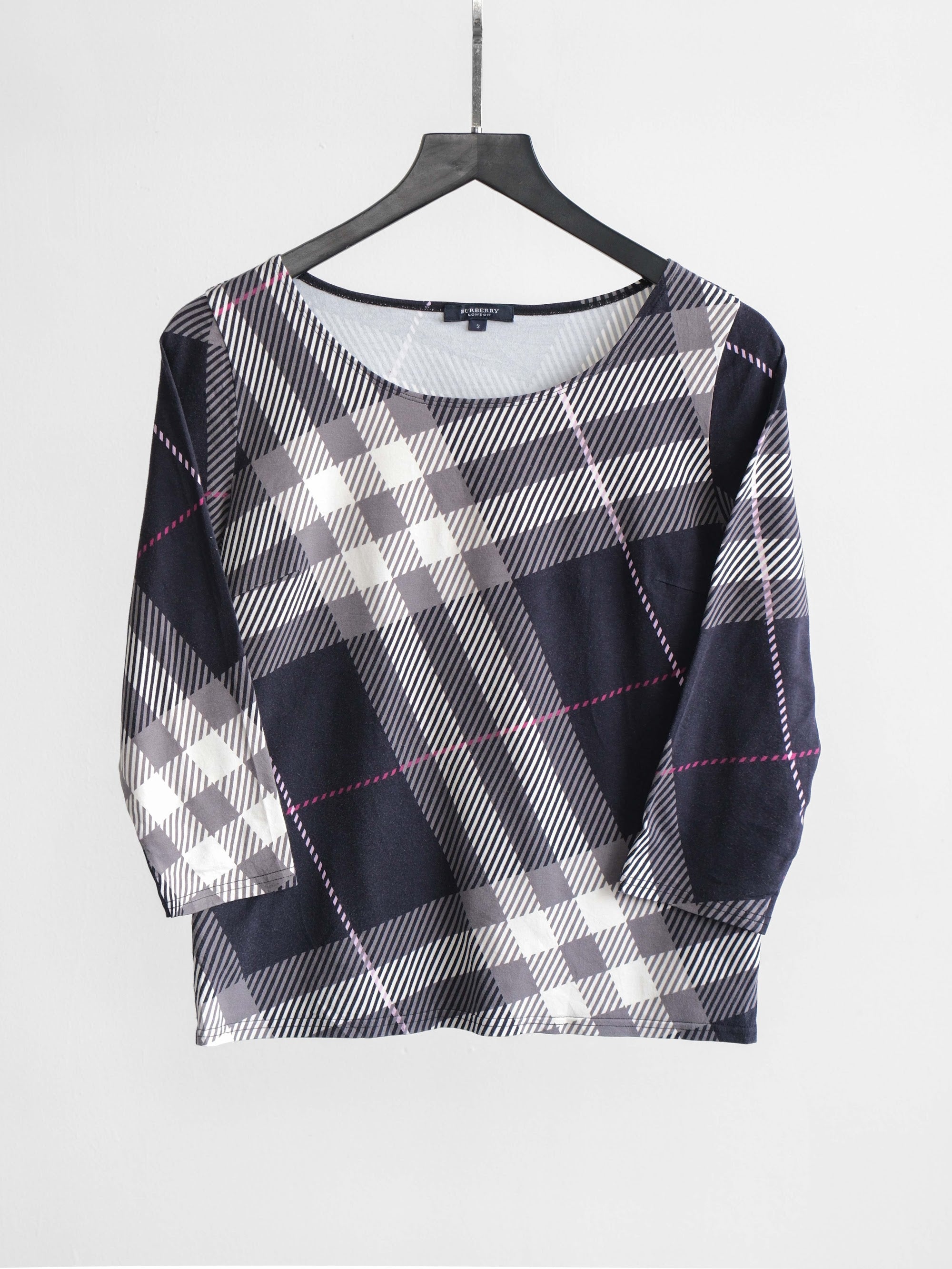 BURBERRY WHITE " LONDON " NOVA CHECK LS T-SHIRT