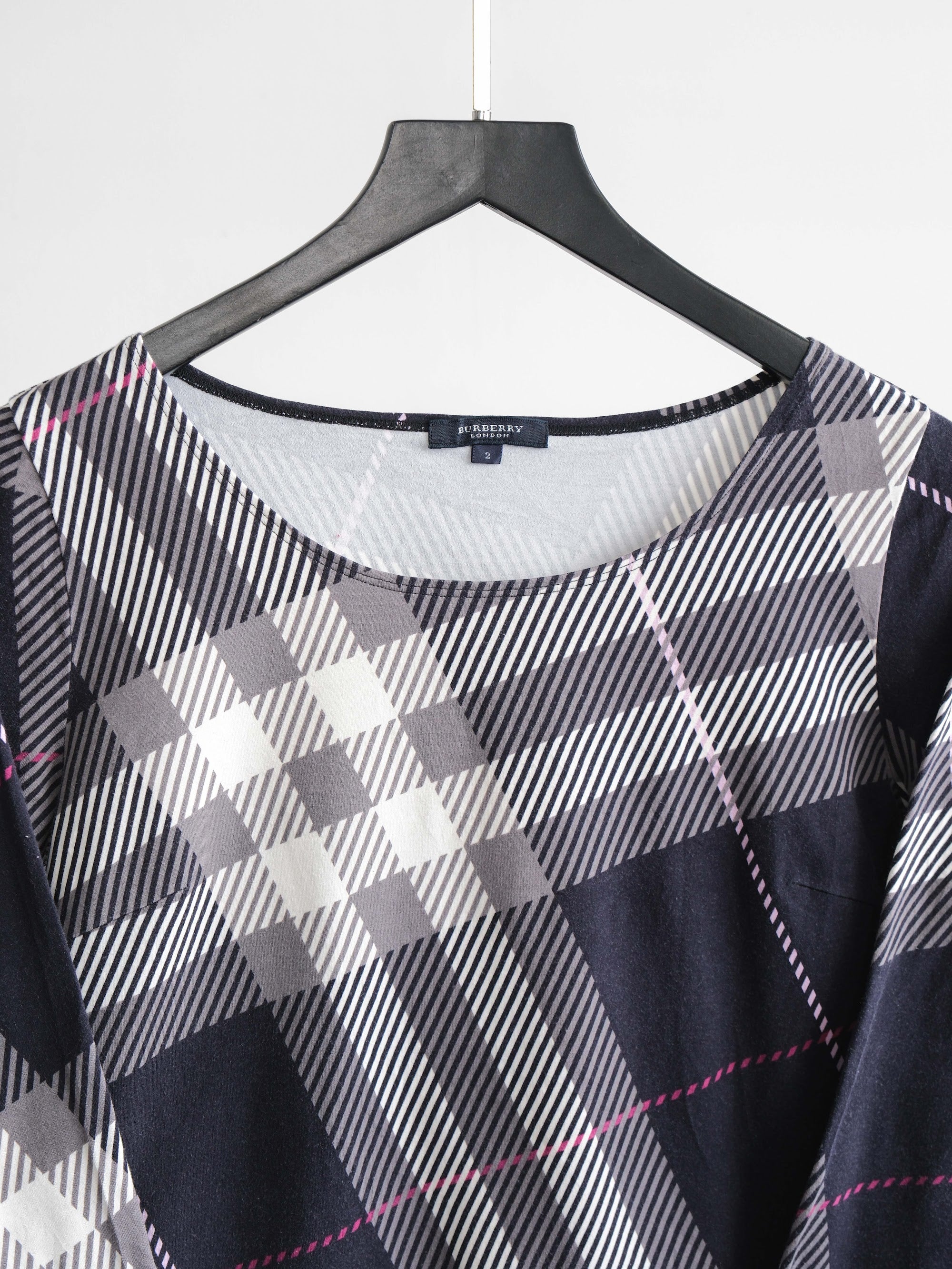 BURBERRY WHITE " LONDON " NOVA CHECK LS T-SHIRT