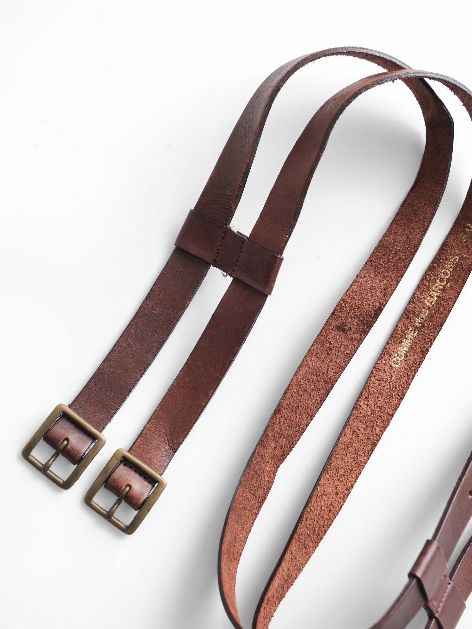 CDG BROWN DOUBLE BELT ACCESSORIES