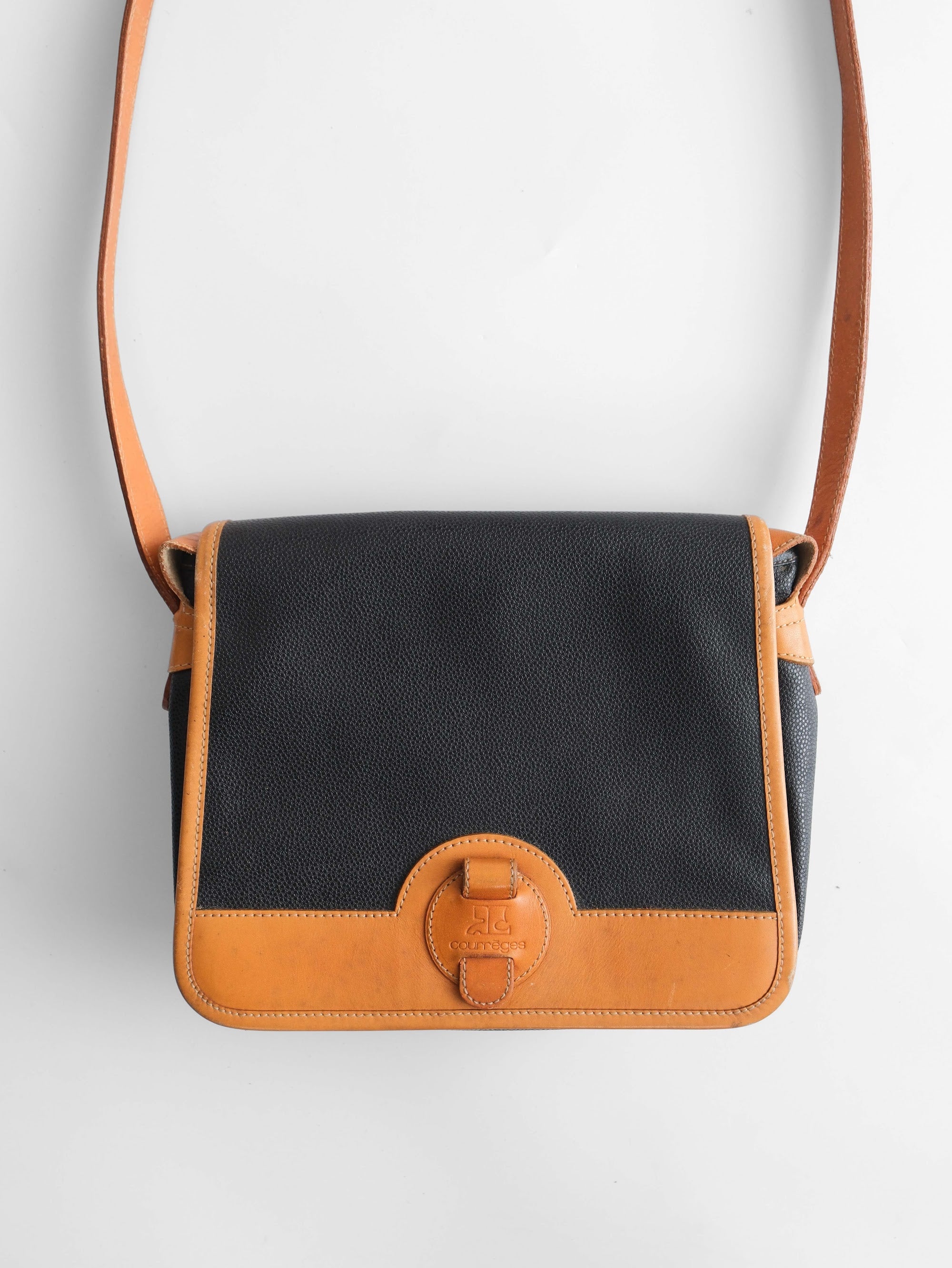 COURREGES BLACK LEATHER BAG