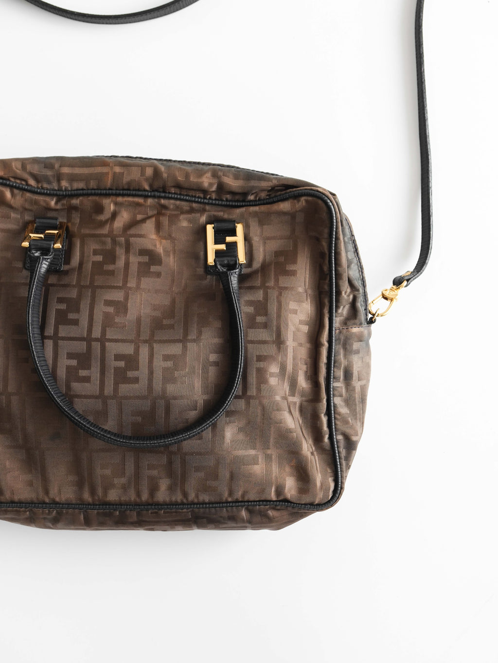 FENDI BROWN ZUCCA NYLON 2WAY BAG