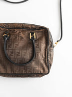 FENDI BROWN ZUCCA NYLON 2WAY BAG