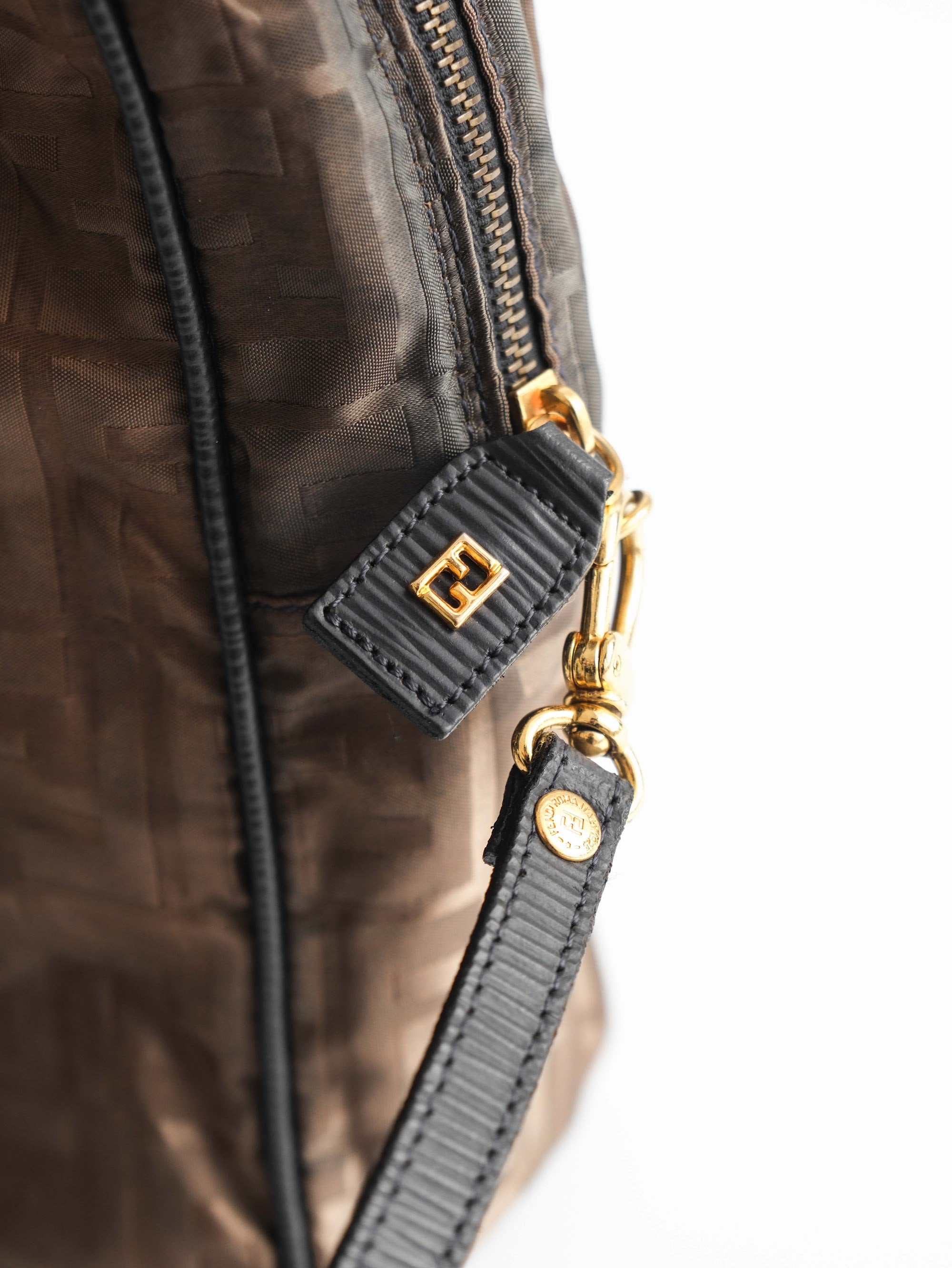 FENDI BROWN ZUCCA NYLON 2WAY BAG