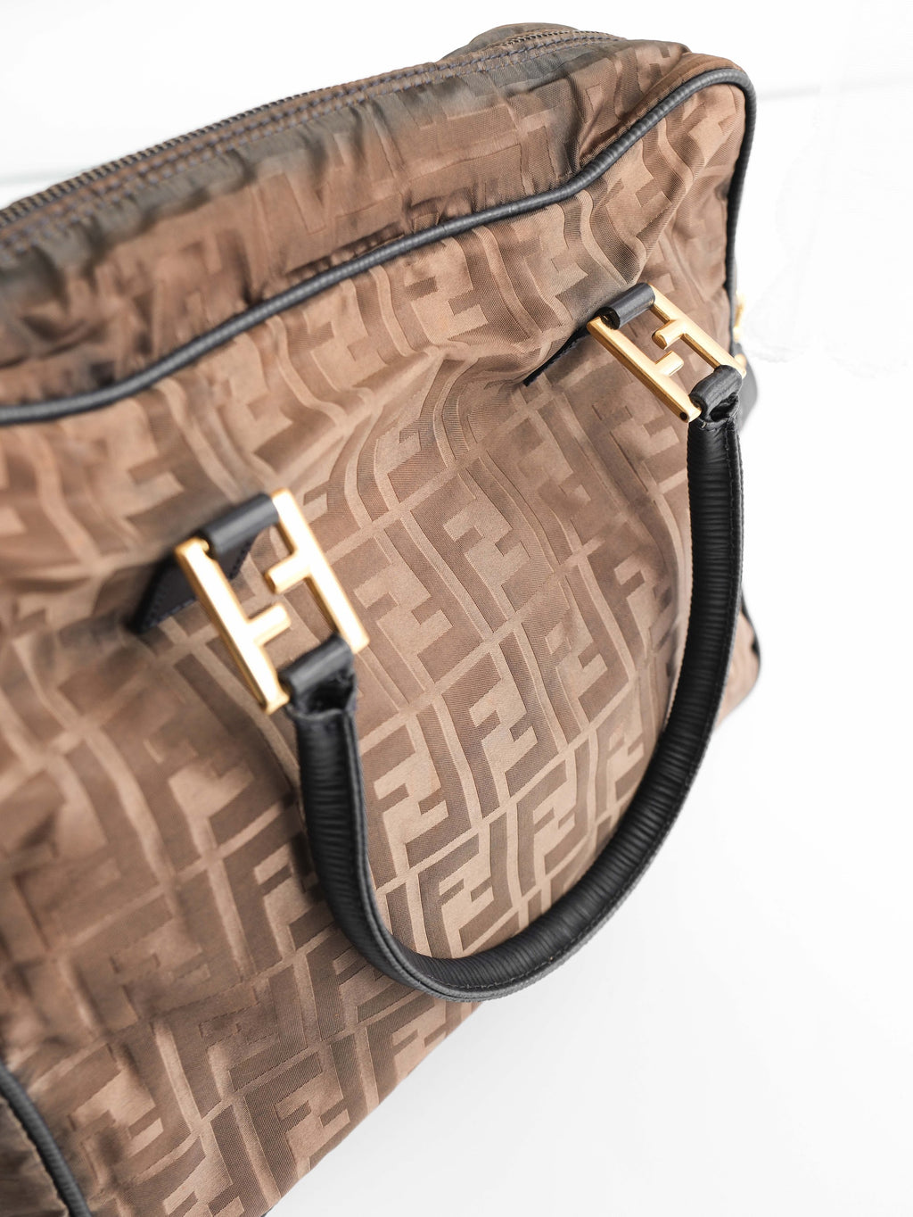 FENDI BROWN ZUCCA NYLON 2WAY BAG
