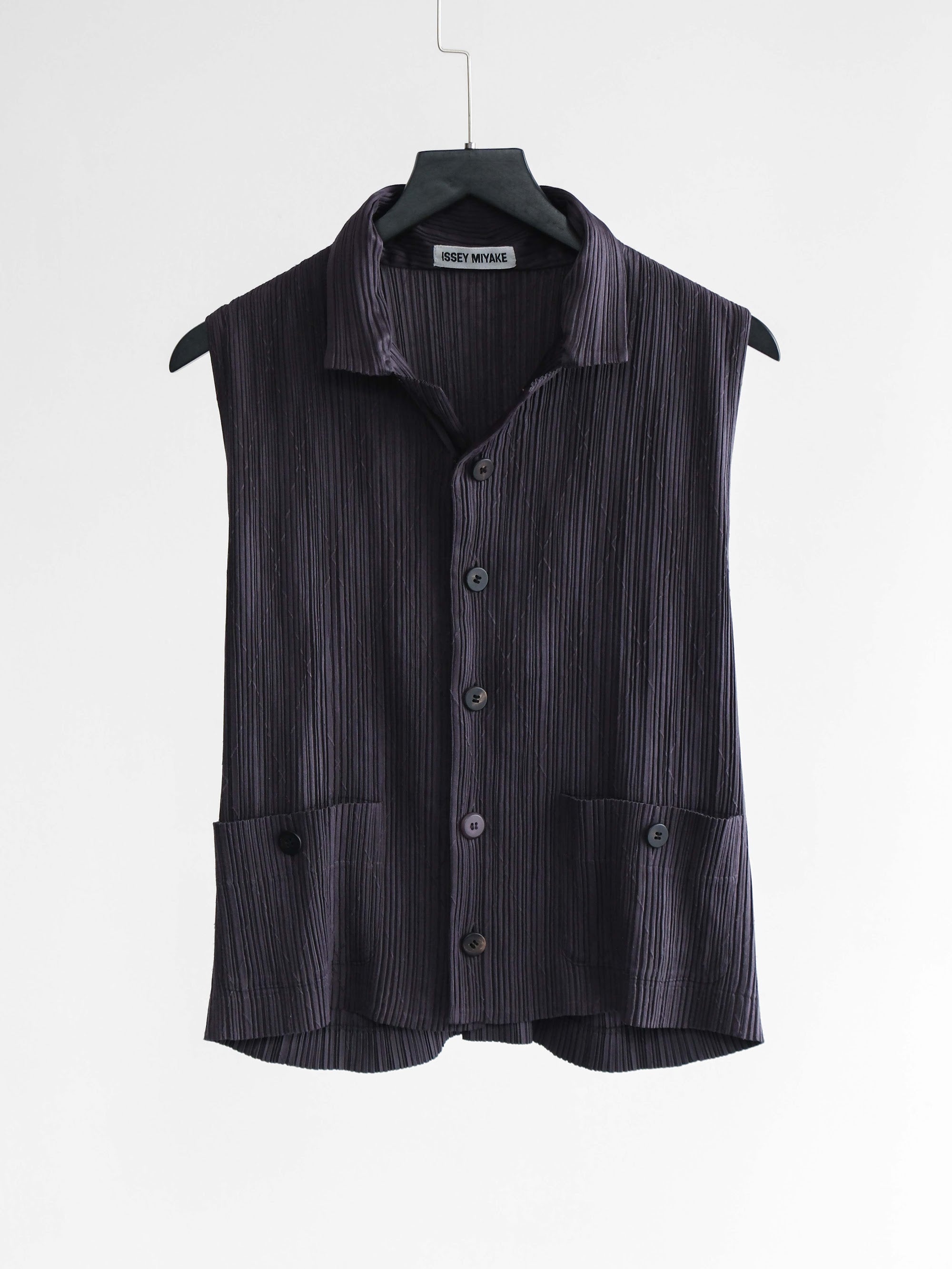 FW1996 ISSEY MIYAKE PLEATS BLACK "MAIN LINE" SS SHIRT