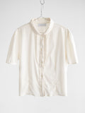 FW1996 PRADA WHITE RUNWAY RUFFLE SS SHIRT