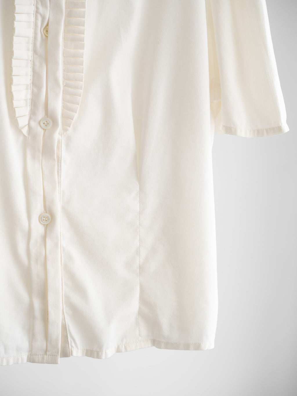 FW1996 PRADA WHITE RUNWAY RUFFLE SS SHIRT