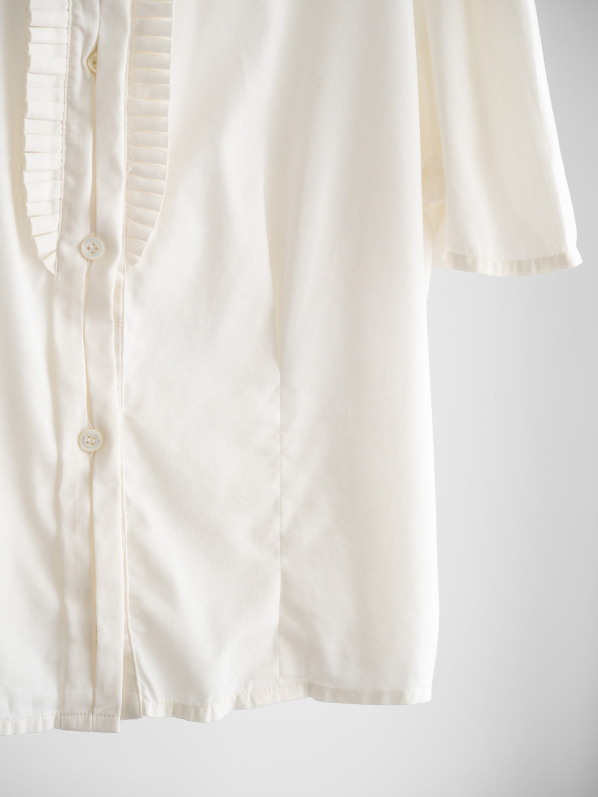 FW1996 PRADA WHITE RUNWAY RUFFLE SS SHIRT