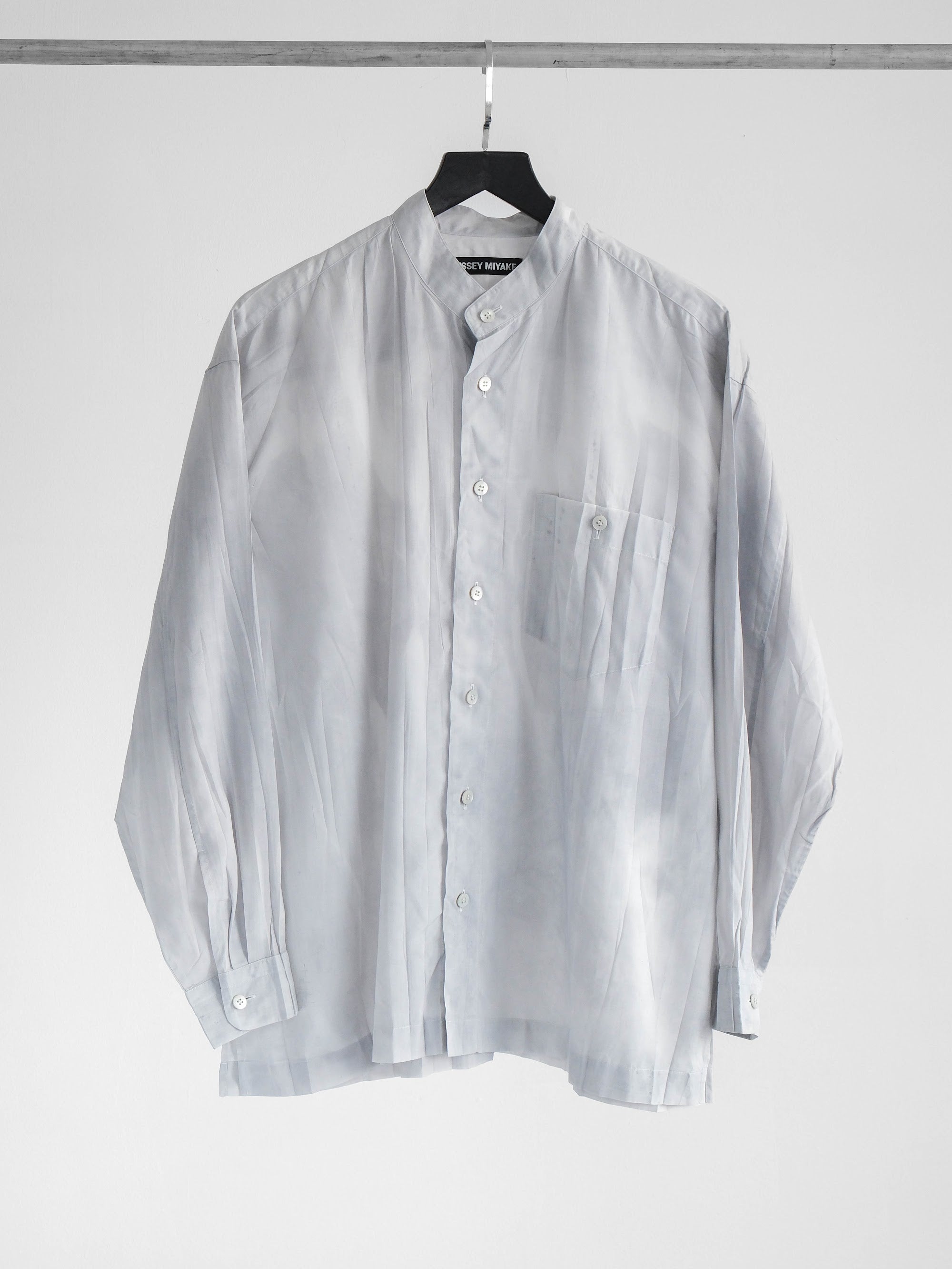 FW2000 ISSEY MIYAKE WHITE MANDARIN COLLAR LS SHIRT