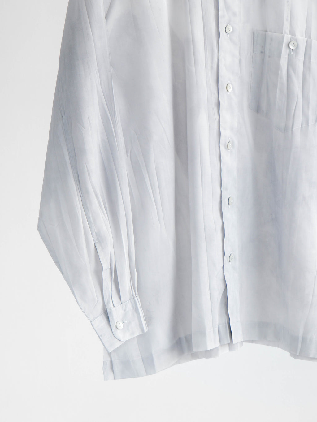 FW2000 ISSEY MIYAKE WHITE MANDARIN COLLAR LS SHIRT