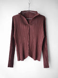 FW2002 ISSEY MIYAKE PLEATSPLEASE PLEATED BROWN LS T-SHIRT