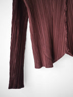 FW2002 ISSEY MIYAKE PLEATSPLEASE PLEATED BROWN LS T-SHIRT