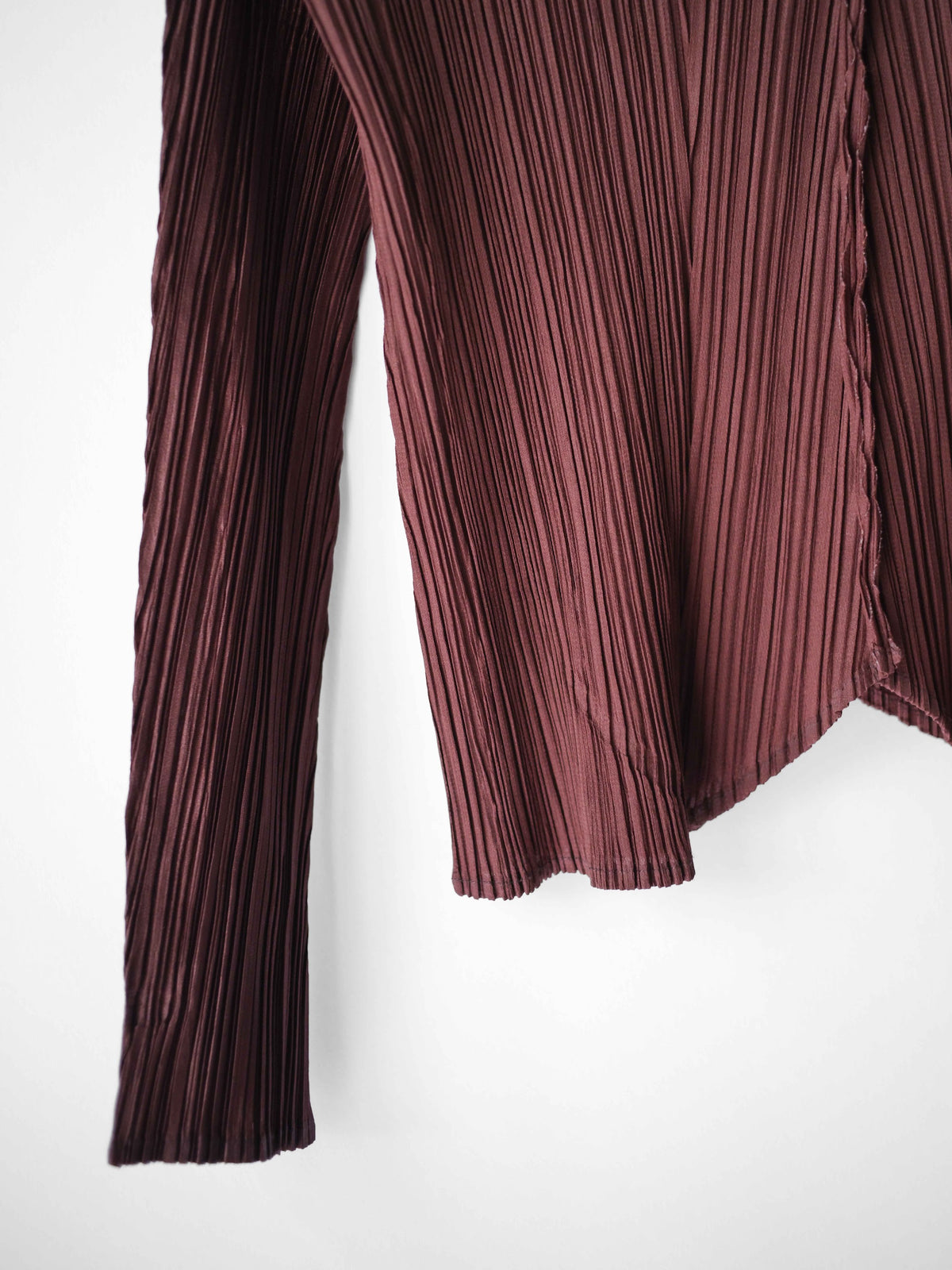 FW2002 ISSEY MIYAKE PLEATSPLEASE PLEATED BROWN LS T-SHIRT