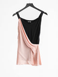 FW2006 MIU MIU BLACK /PINK SILK LAYER TANK TOP