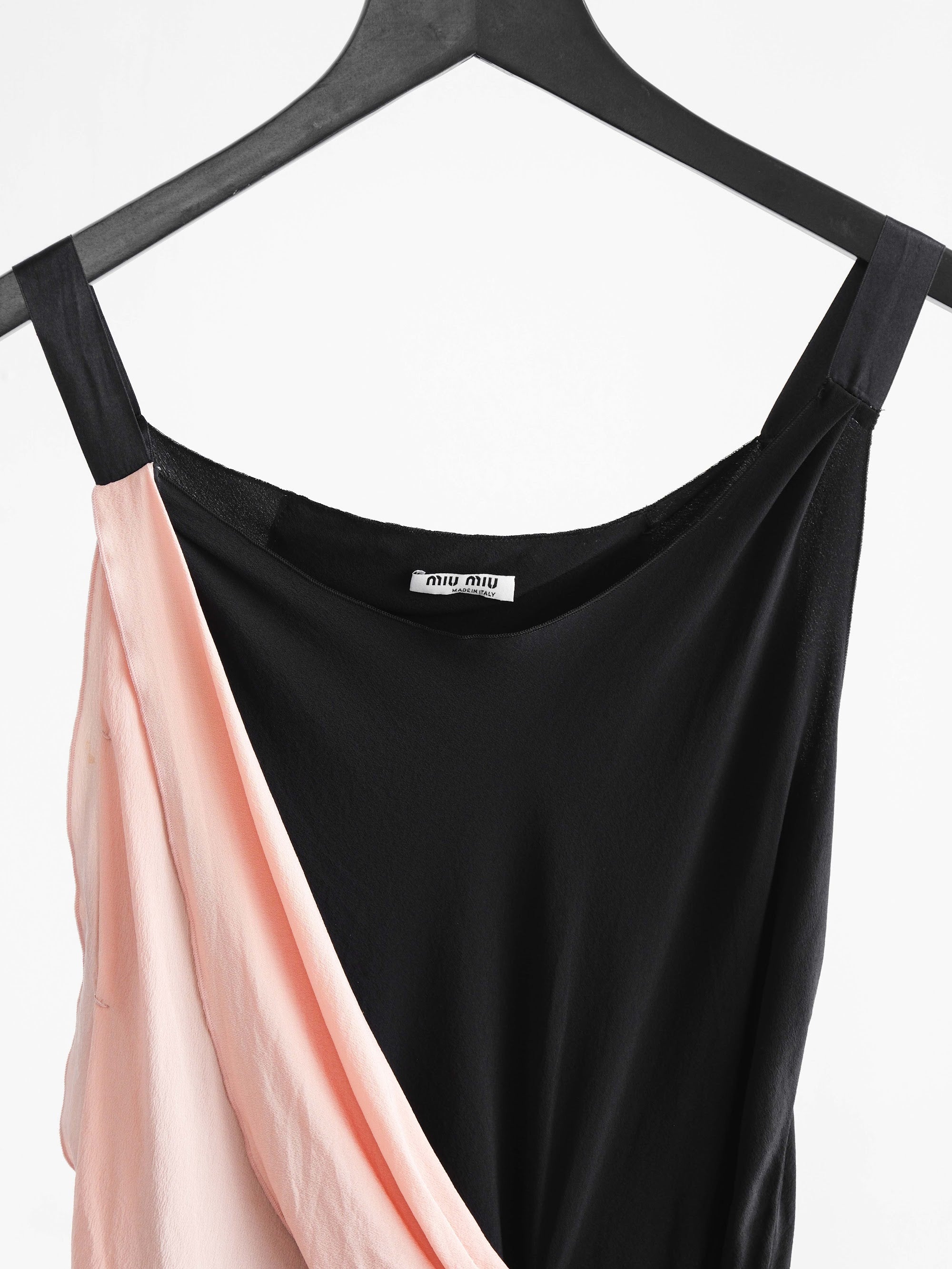 FW2006 MIU MIU BLACK /PINK SILK LAYER TANK TOP