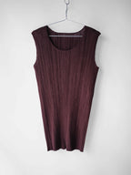 FW2008 ISSEY MIYAKE PLEATSPLEASE PLEATED BROWN TANK TOP