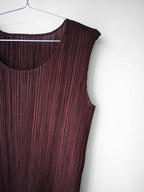 FW2008 ISSEY MIYAKE PLEATSPLEASE PLEATED BROWN TANK TOP