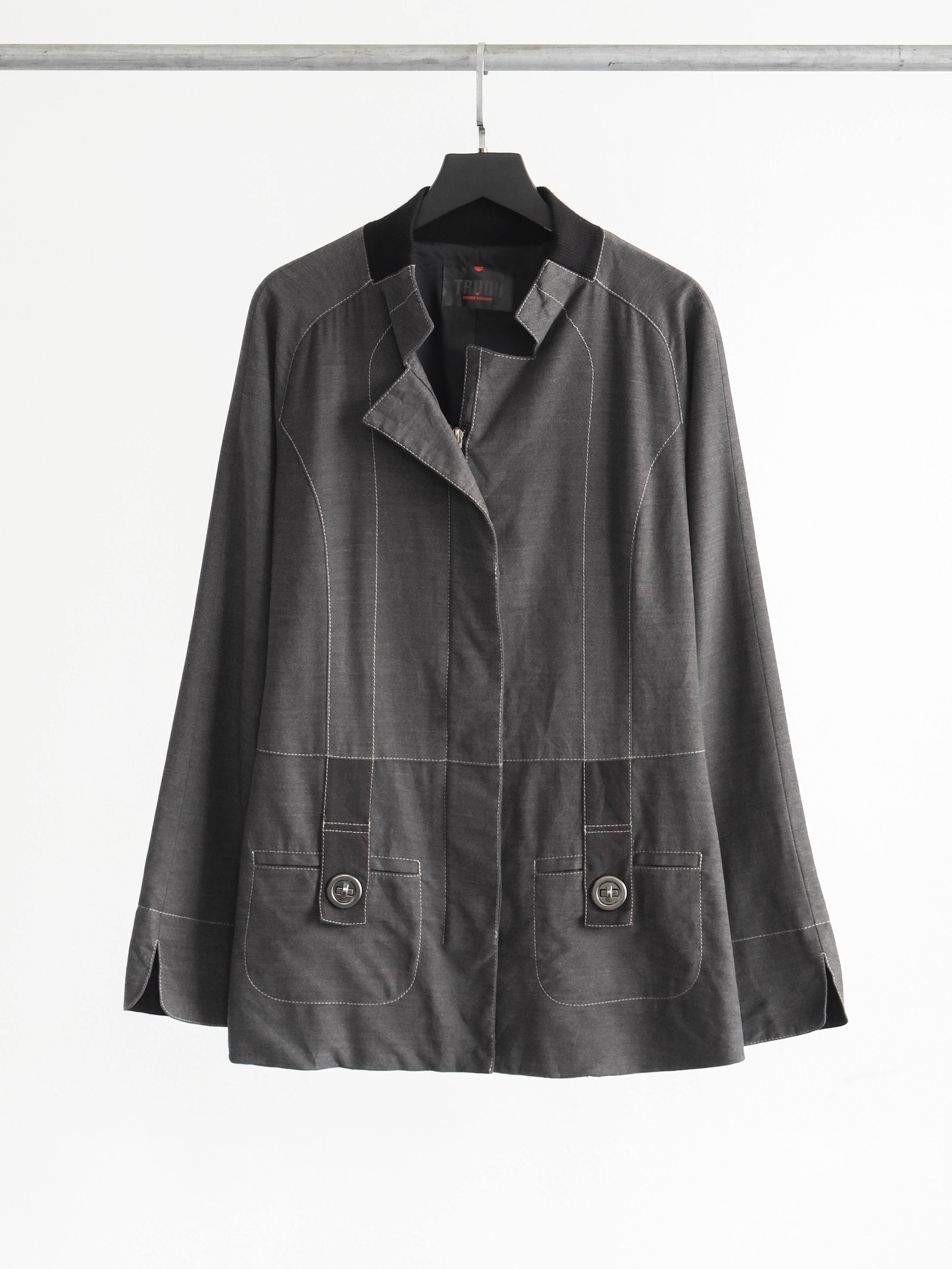 HIROKO KOSHINO EMBROIDERED GREY DARK TRUNK JACKET