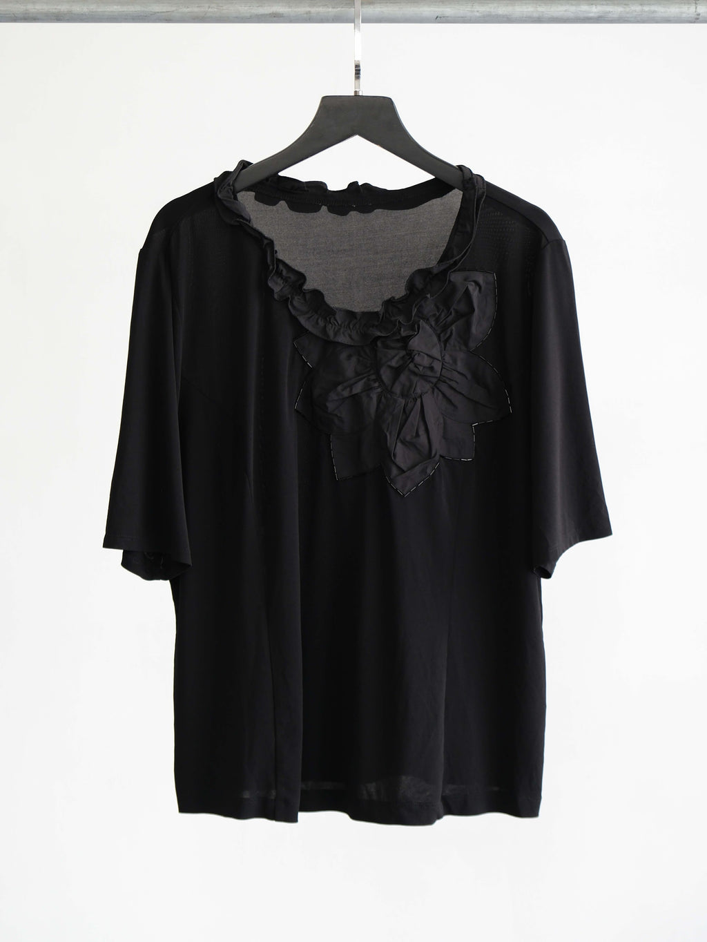 HIROKO KOSHINO FLORAL BLACK HIROKO BIS/ SILK T-SHIRT