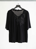 HIROKO KOSHINO FLORAL BLACK HIROKO BIS/ SILK T-SHIRT