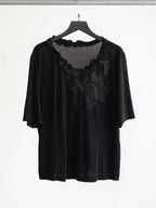 HIROKO KOSHINO FLORAL BLACK HIROKO BIS/ SILK T-SHIRT