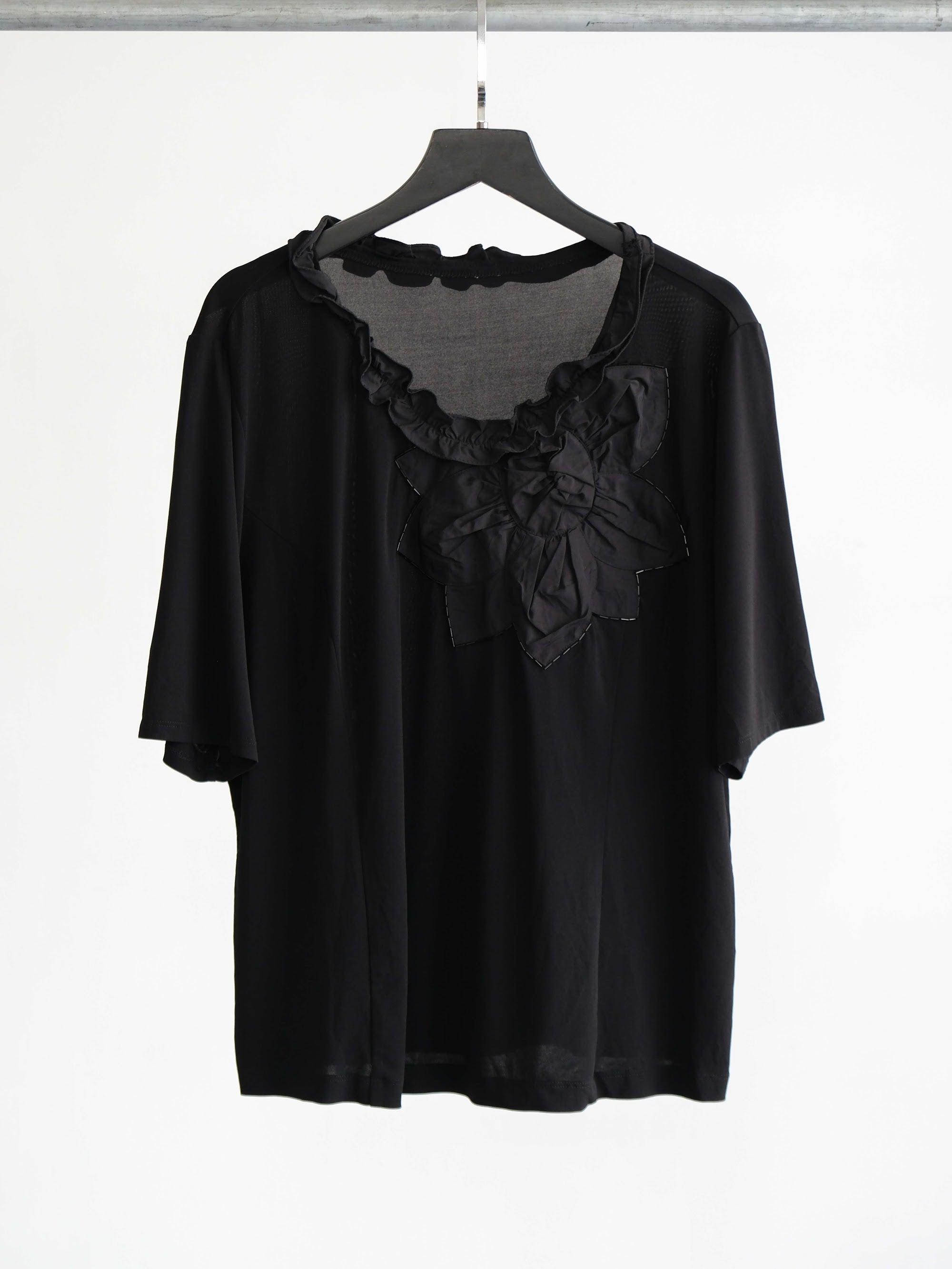 HIROKO KOSHINO FLORAL BLACK HIROKO BIS/ SILK T-SHIRT