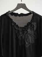 HIROKO KOSHINO FLORAL BLACK HIROKO BIS/ SILK T-SHIRT