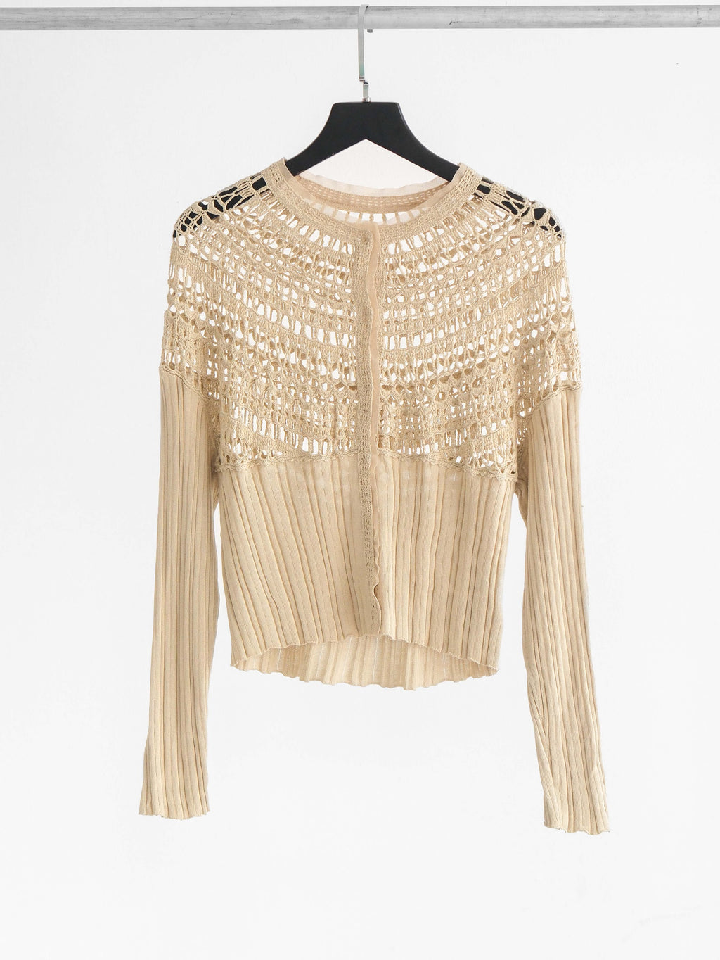 HIROKO KOSHINO LACE BEIGE HIROKO BIS KNIT CARDIGAN