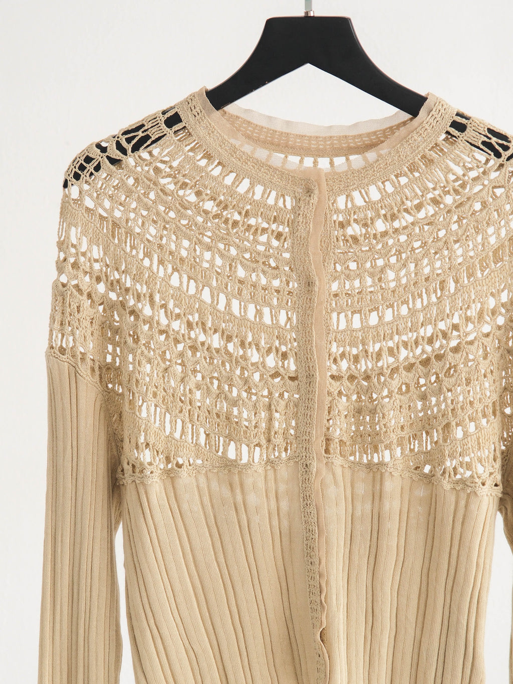 HIROKO KOSHINO LACE BEIGE HIROKO BIS KNIT CARDIGAN