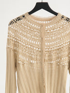 HIROKO KOSHINO LACE BEIGE HIROKO BIS KNIT CARDIGAN