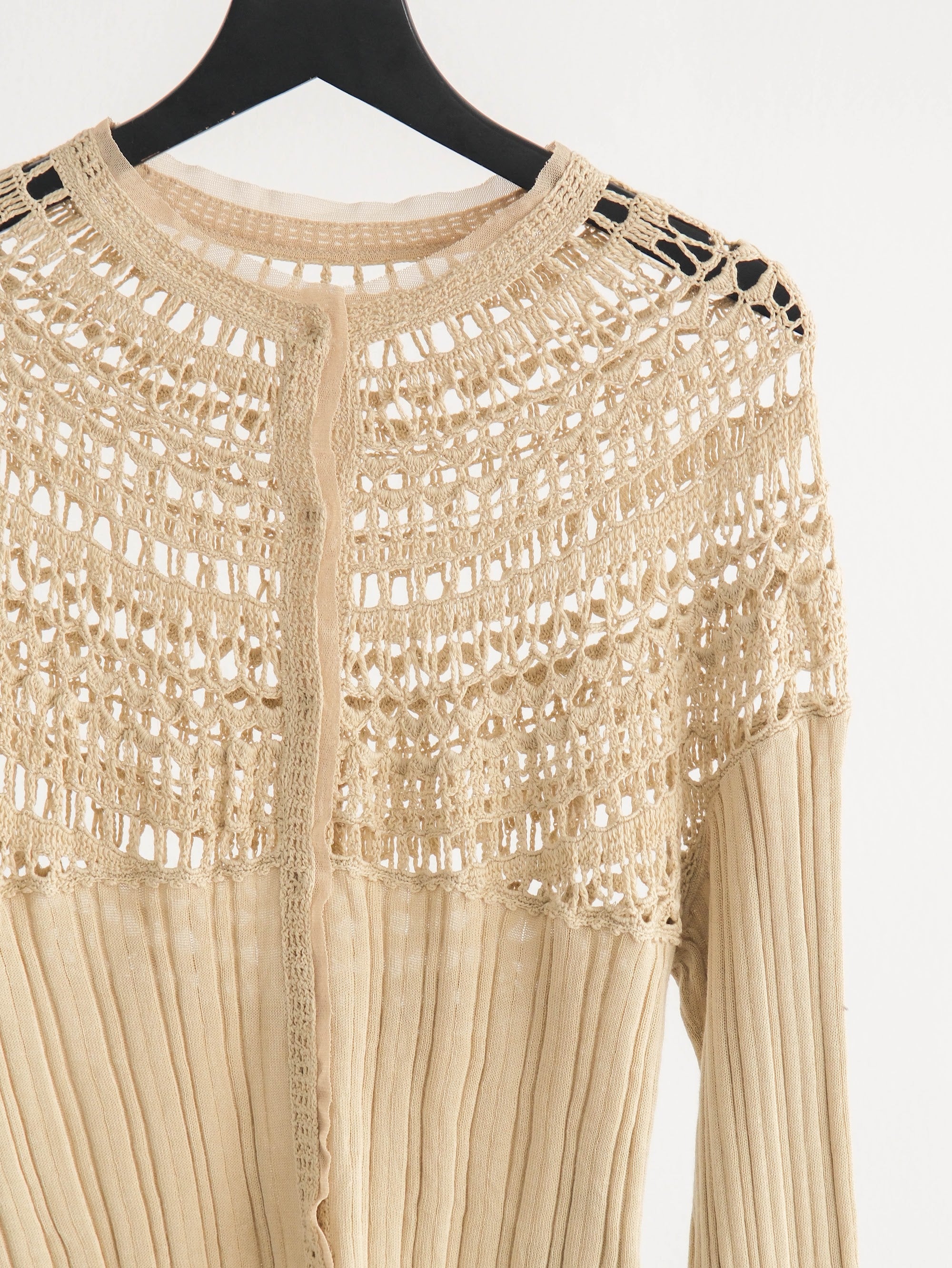 HIROKO KOSHINO LACE BEIGE HIROKO BIS KNIT CARDIGAN