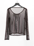 HIROKO KOSHINO LACE BROWN TRUNK LS T-SHIRT