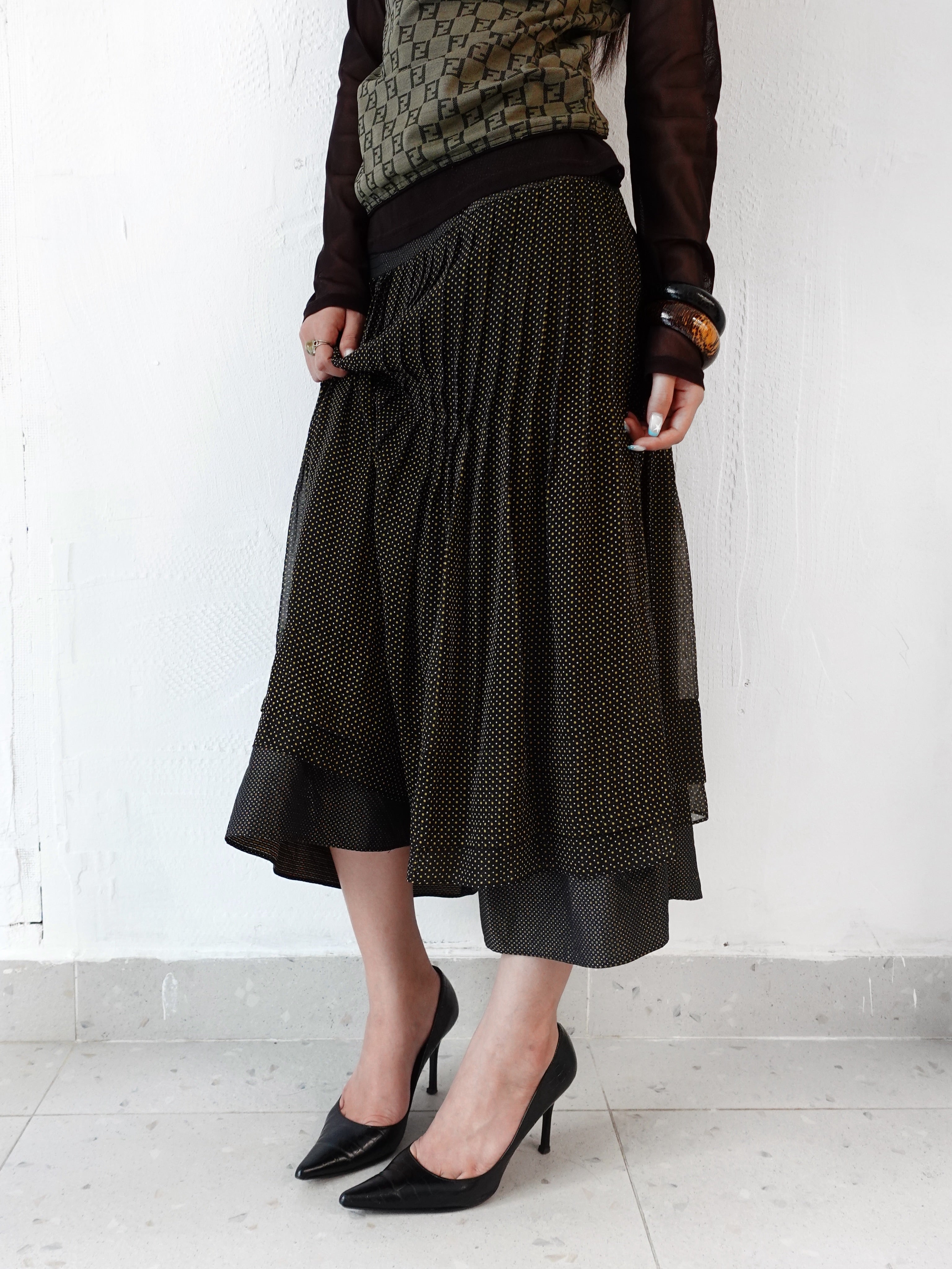 HIROKO KOSHINO POLKA DOTS BLACK PREMIER SKIRT