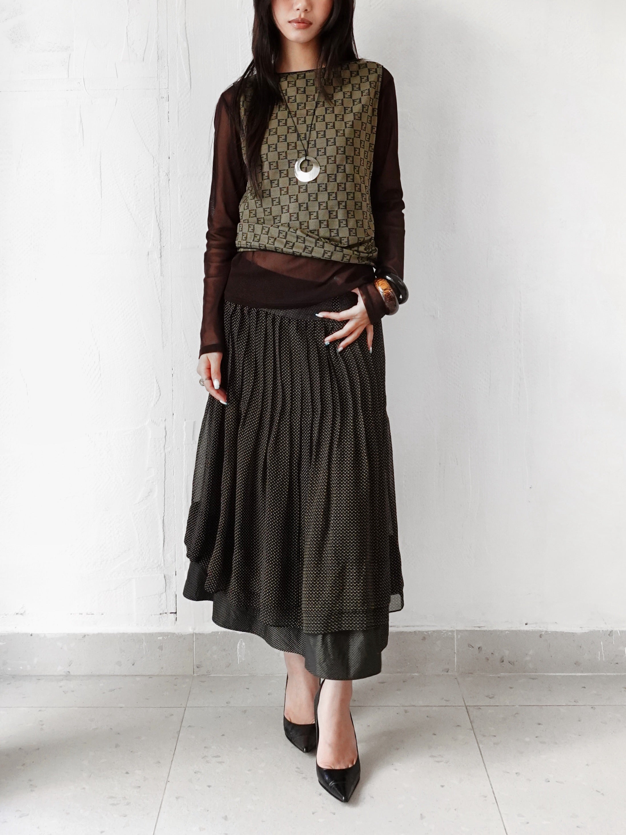 1990s FENDI BROWN MONOGRAM TANK TOP